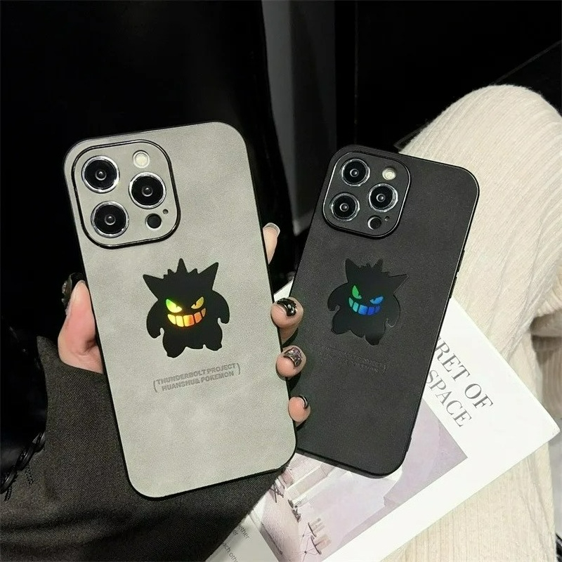 X Phone Accessories - الكرتون أنيمي Gengar الجلود الملمس الليزر