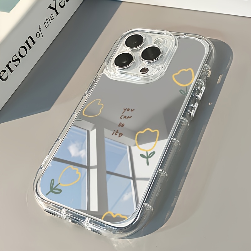 X Phone Accessories - جراب هاتف بسيط كريمي بتصميم زهور