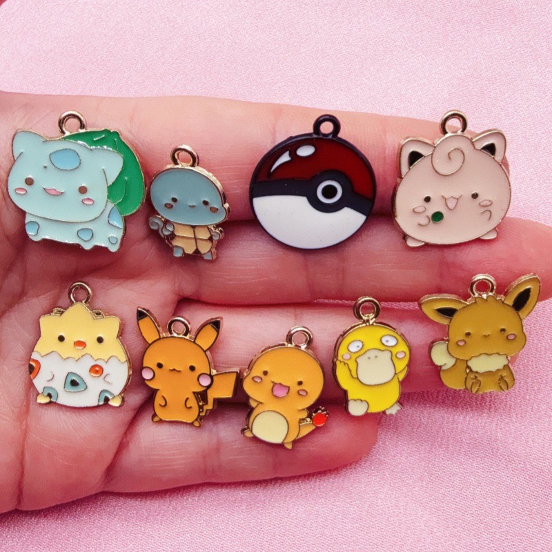 Phone Accessories Keychain - 10 قطع من الإكسسوارات الكرتونية المطلية
