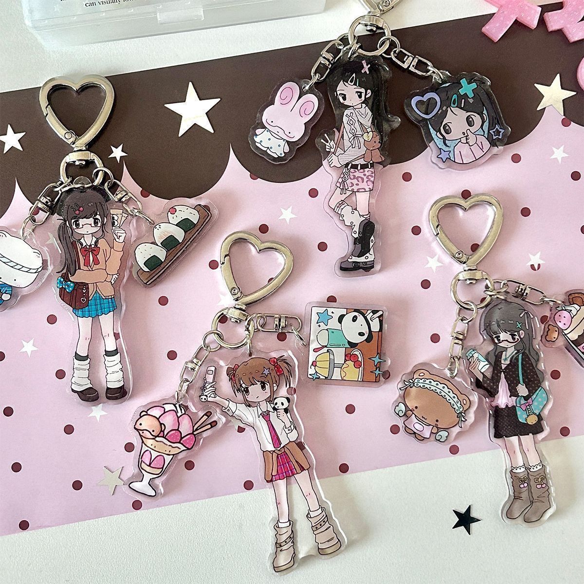 Phone Accessories Keychain - إكسسوارات هاتف أكريليك بتصميم فتاة جذابة،