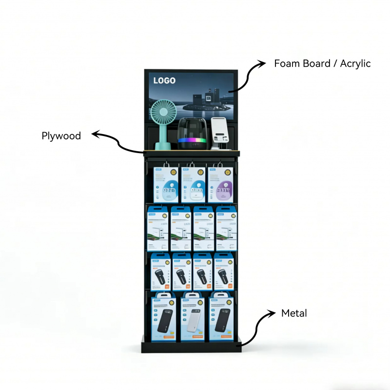 رفوف معدنية مزدوجة الجوانب متع - مراجعة Phone Accessories Rack Display وسعره