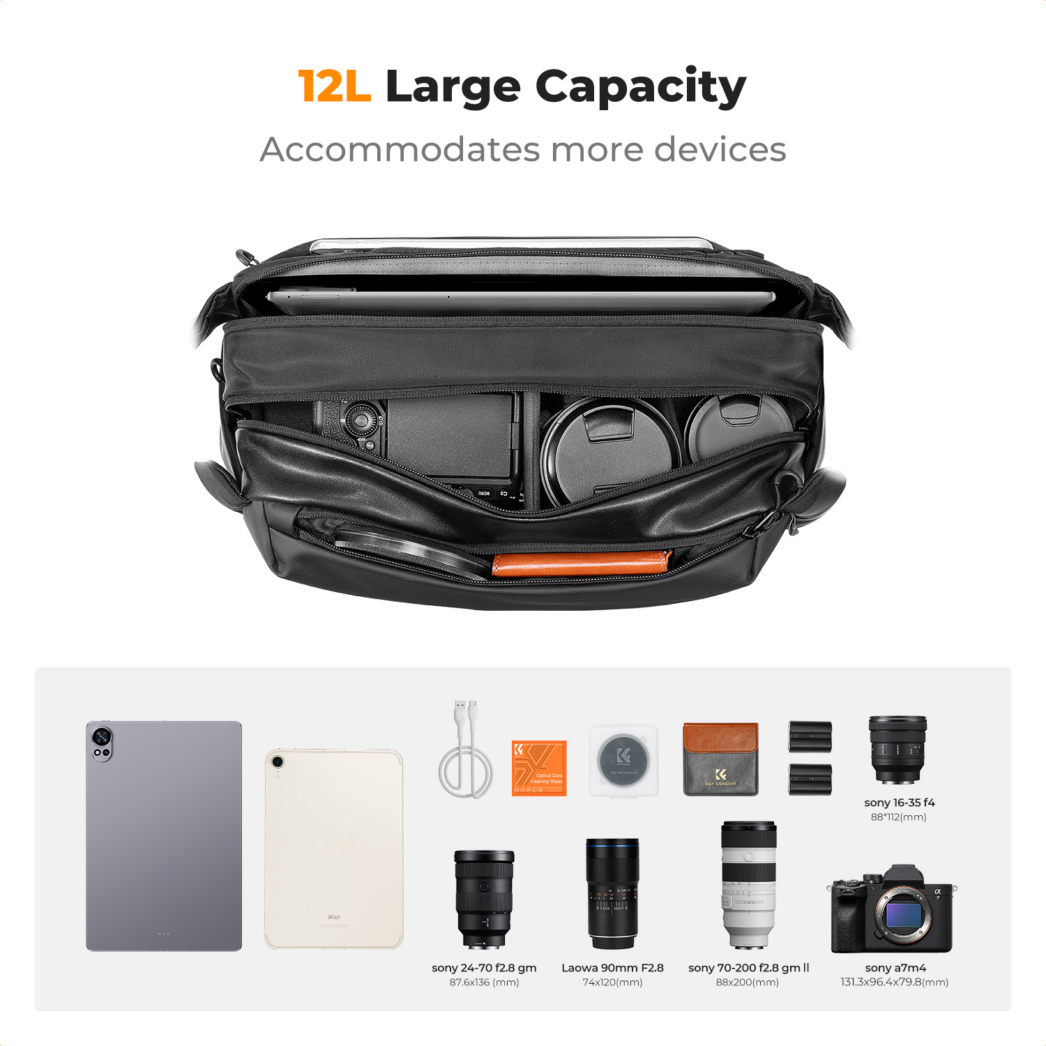 حقيبة كاميرا K&F CONCEPT 12L/1 - مراجعة Phone Accessories For Travel وسعره